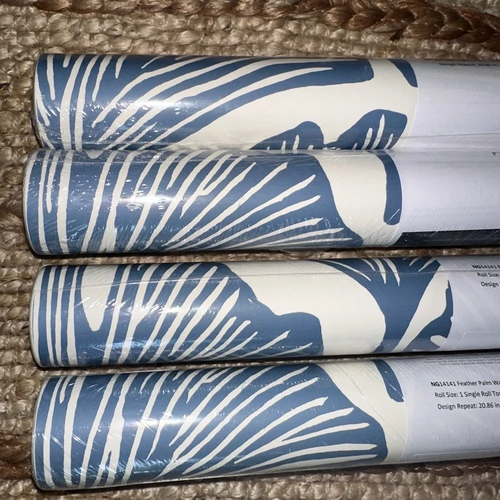 Peel and Stick Coastal Tempaper Blue Botanical Wallpaper 4 rolls